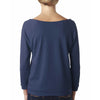 Next Level Women's Indigo Terry Raw-Edge 3/4-Sleeve Raglan Tee