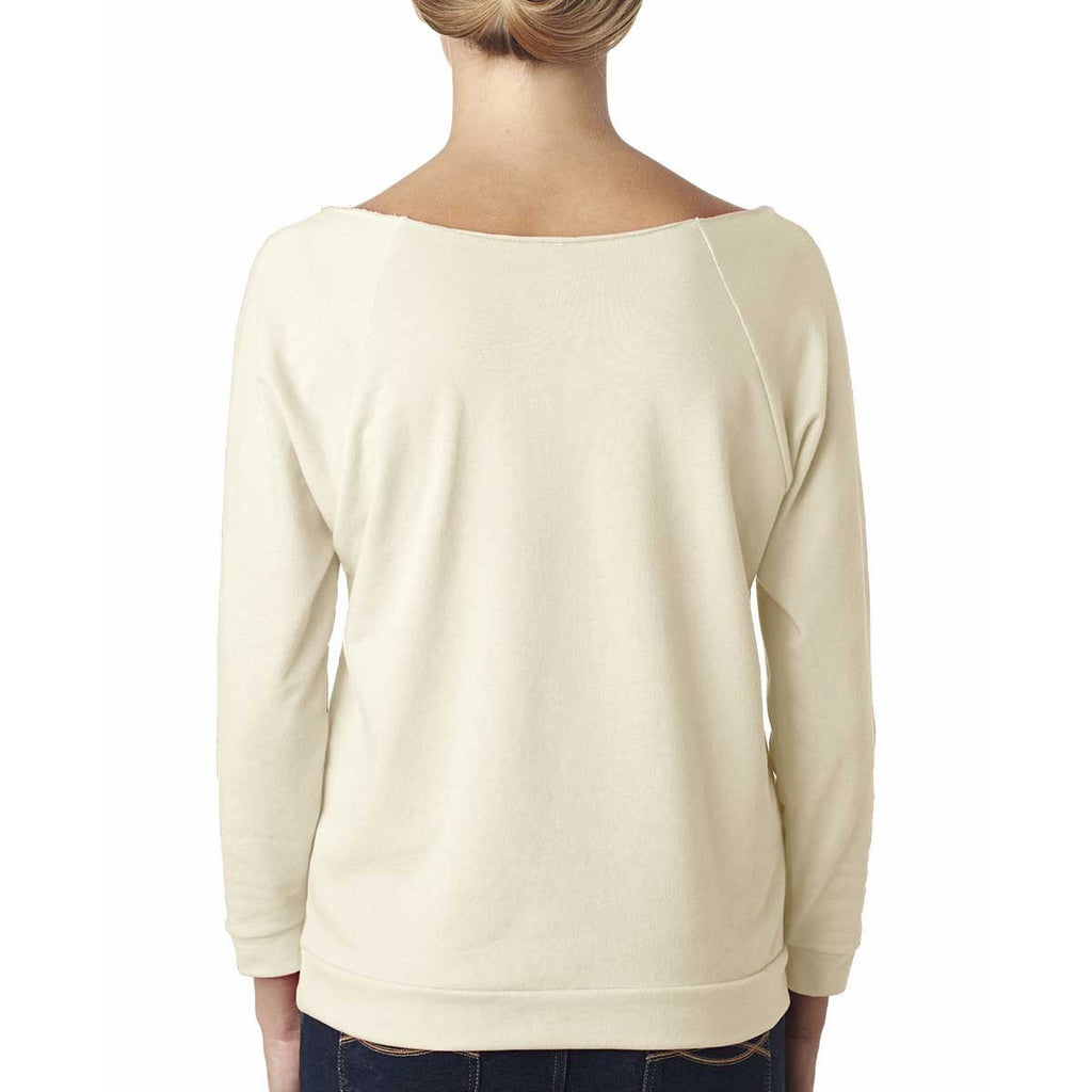 Next Level Women's Ivory Terry Raw-Edge 3/4-Sleeve Raglan Tee