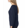 Next Level Women's Midnight Navy Terry Raw-Edge 3/4-Sleeve Raglan Tee