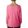 Next Level Women's Neon Heather Pink Terry Raw-Edge 3/4-Sleeve Raglan Tee
