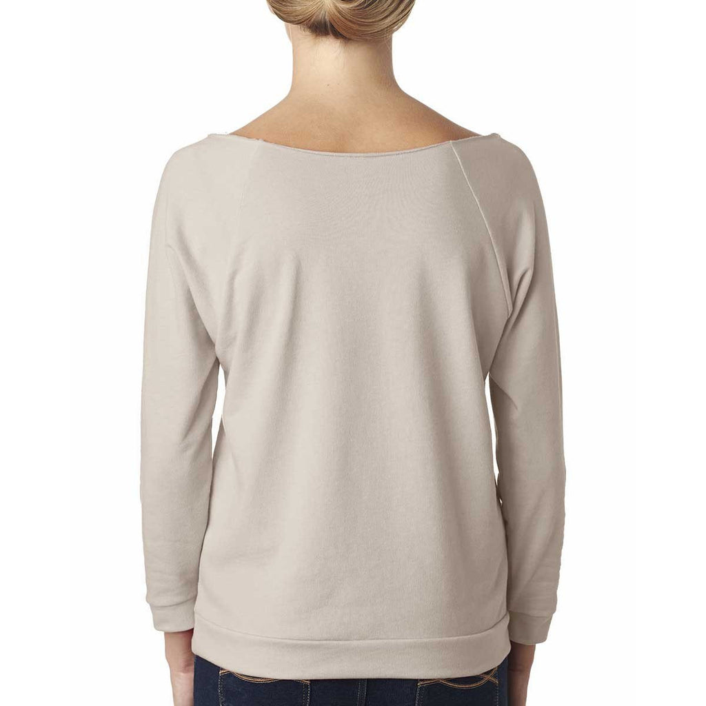 Next Level Women's Sand Terry Raw-Edge 3/4-Sleeve Raglan Tee