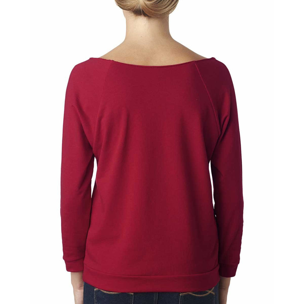 Next Level Women's Scarlet Terry Raw-Edge 3/4-Sleeve Raglan Tee