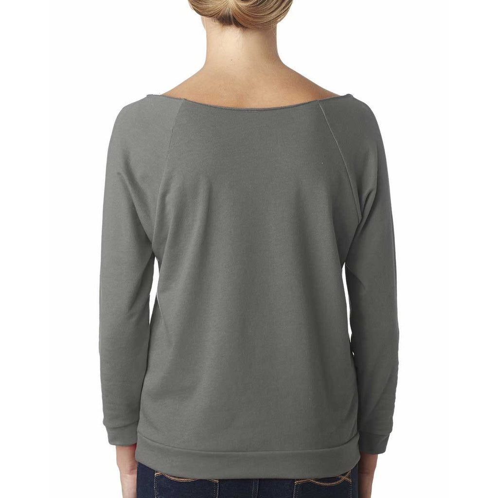 Next Level Women's Warm Gray Terry Raw-Edge 3/4-Sleeve Raglan Tee