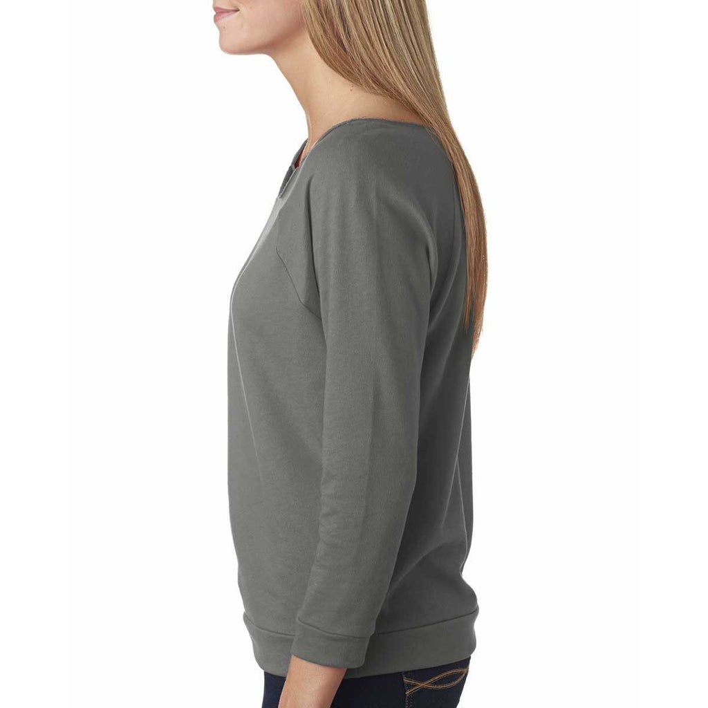 Next Level Women's Warm Gray Terry Raw-Edge 3/4-Sleeve Raglan Tee