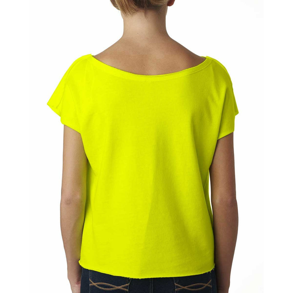 Next Level Women's Neon Yellow Terry Dolman Tee