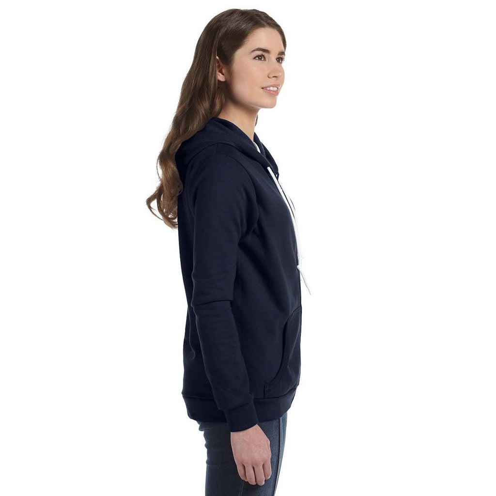 Anvil Women's Navy Full-Zip Hooded Fleece