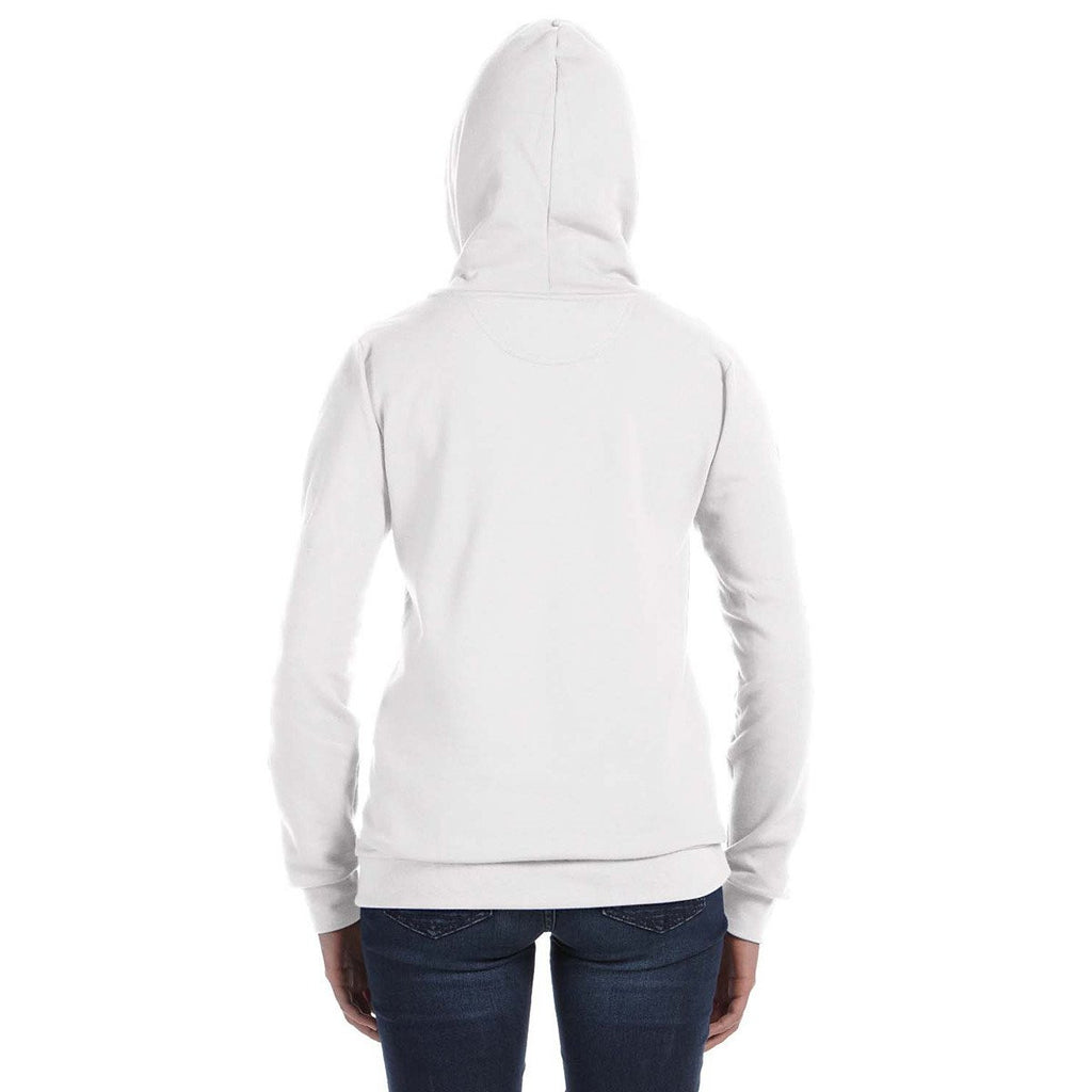 Anvil Women's White Full-Zip Hooded Fleece