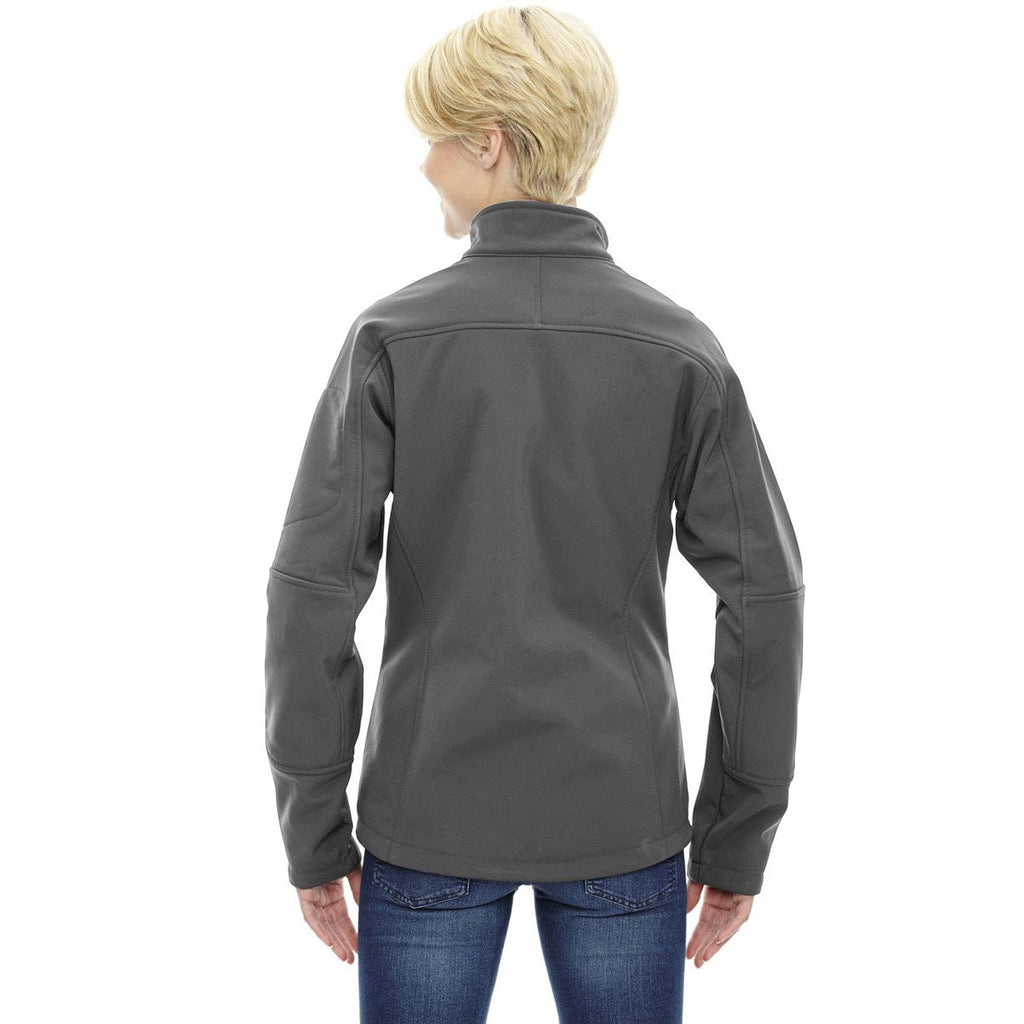 North End Women's' Graphite Three-Layer Fleece Bonded Soft Shell Technical Jacket