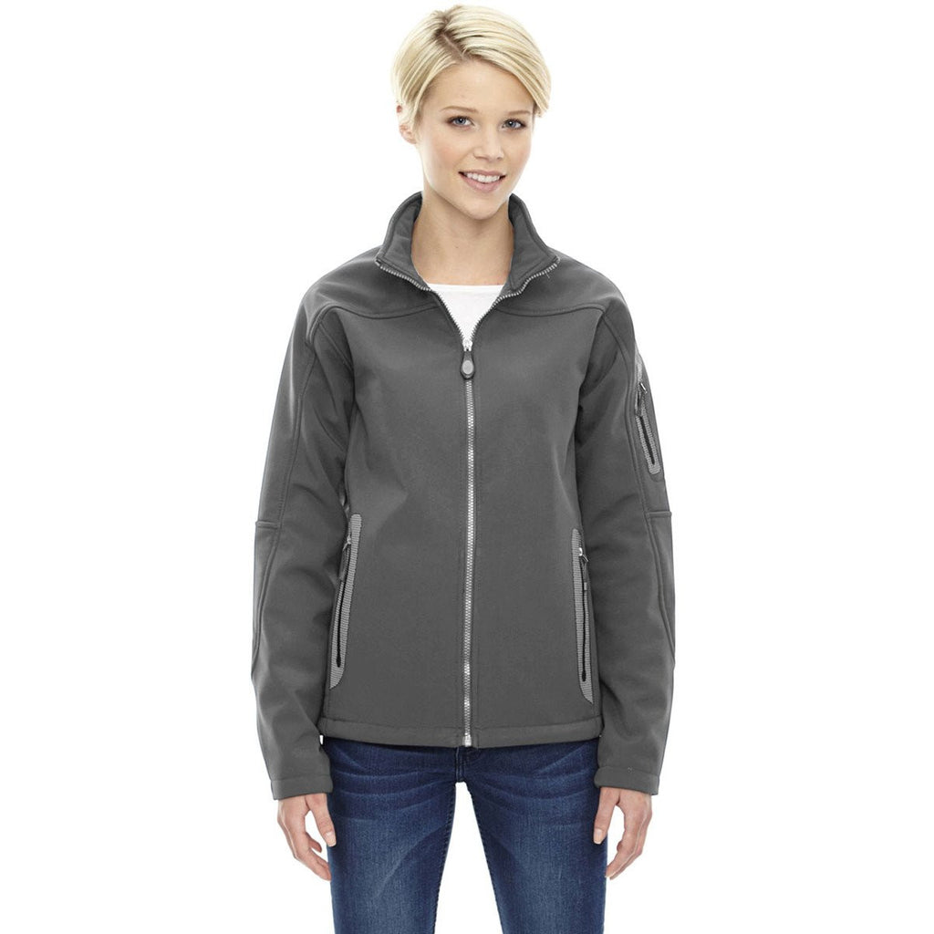 North End Women's' Graphite Three-Layer Fleece Bonded Soft Shell Technical Jacket
