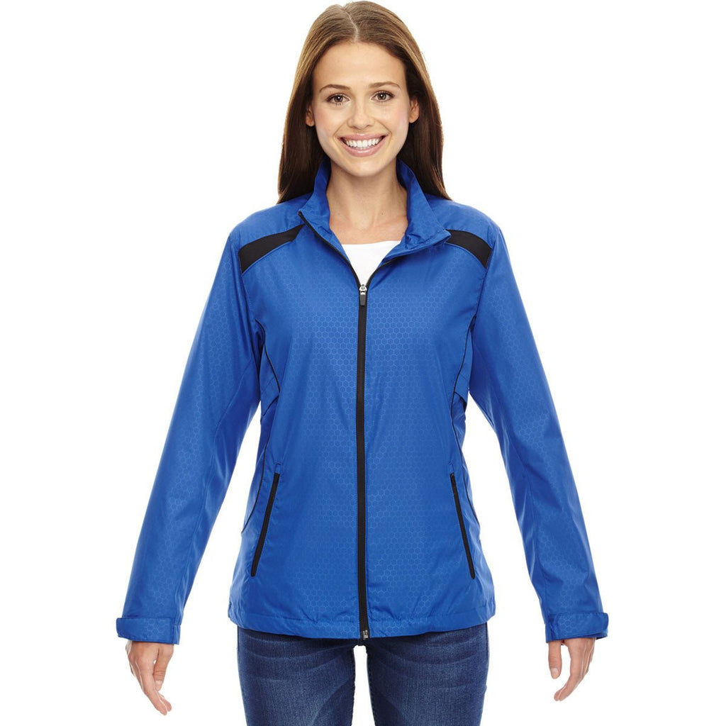 North End Women's Nautical Blue Tempo Lightweight Recycled Polyester Jacket with Embossed Print