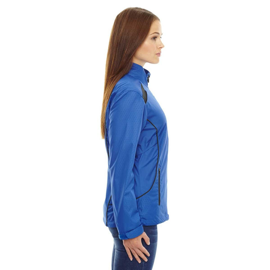 North End Women's Nautical Blue Tempo Lightweight Recycled Polyester Jacket with Embossed Print