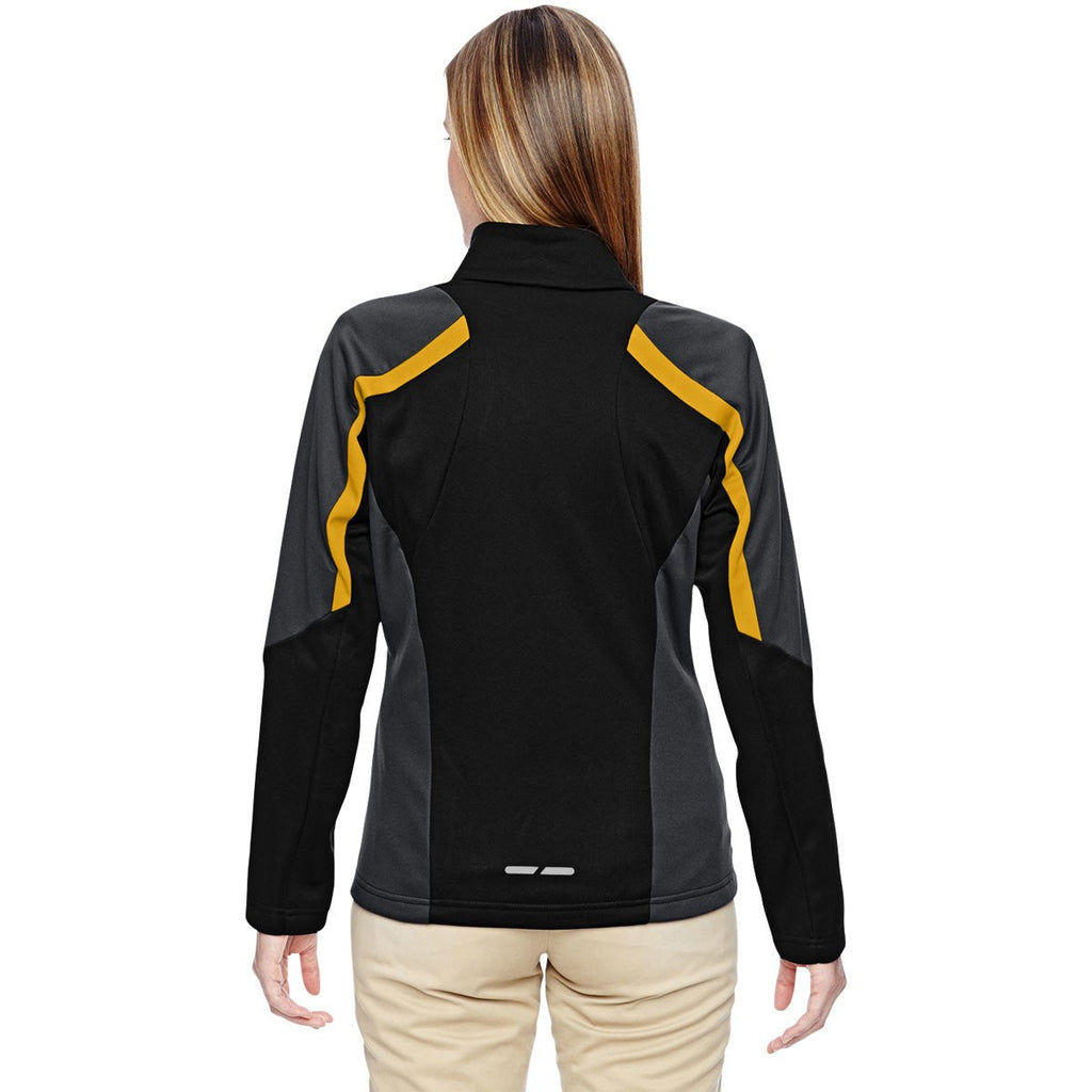 North End Women's Black/Campus Gold Strike Colorblock Fleece Jacket