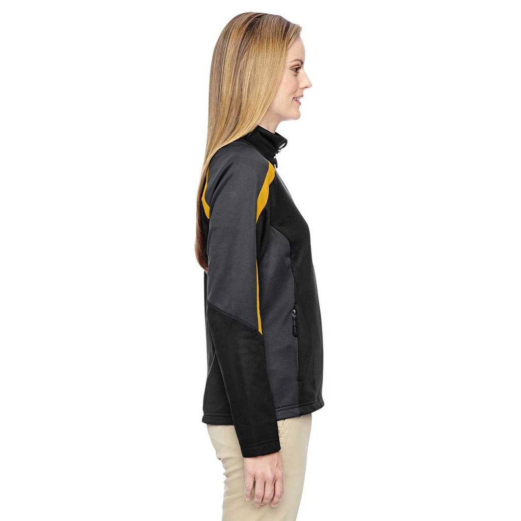 North End Women's Black/Campus Gold Strike Colorblock Fleece Jacket