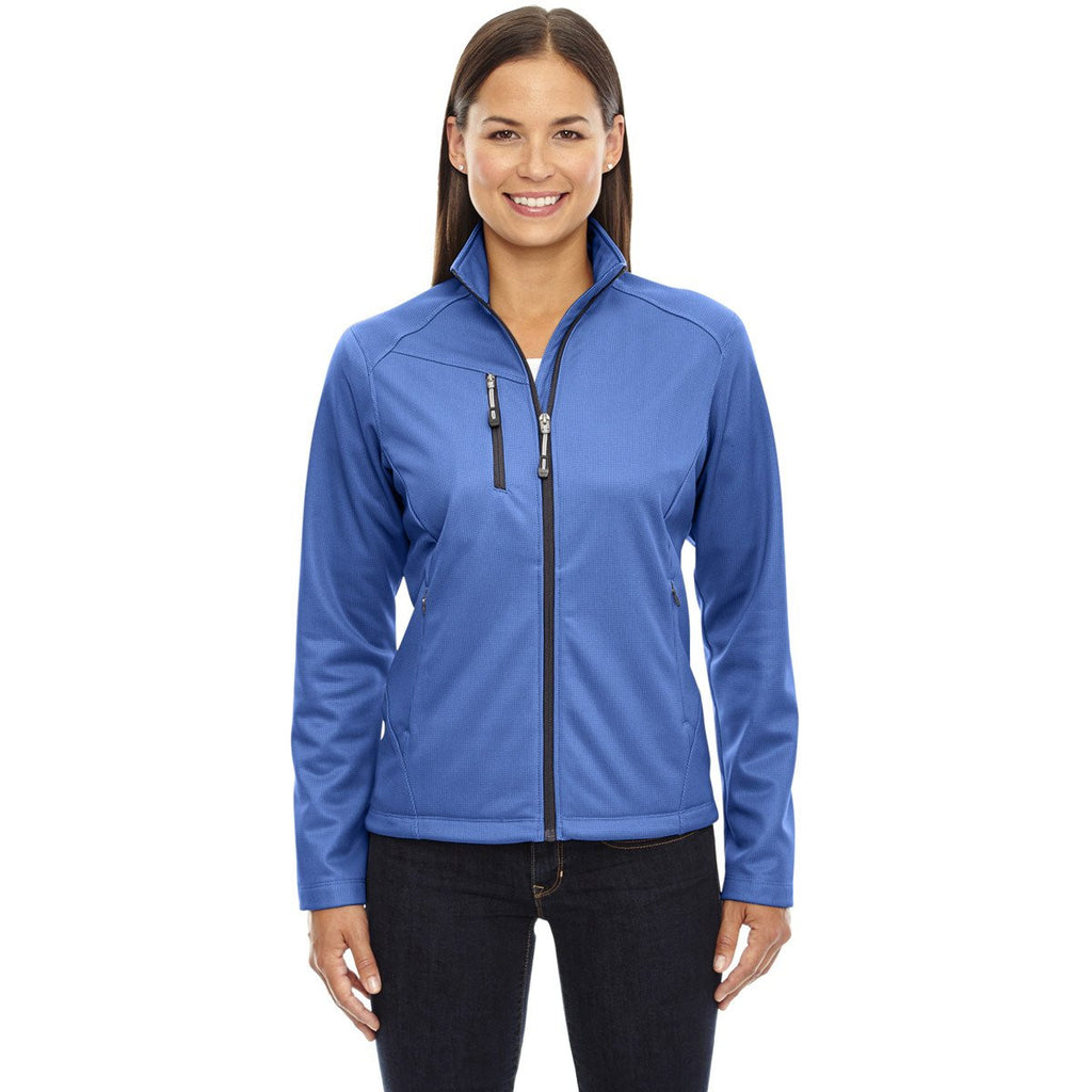 North End Women's Nautical Blue Trace Printed Fleece Jacket