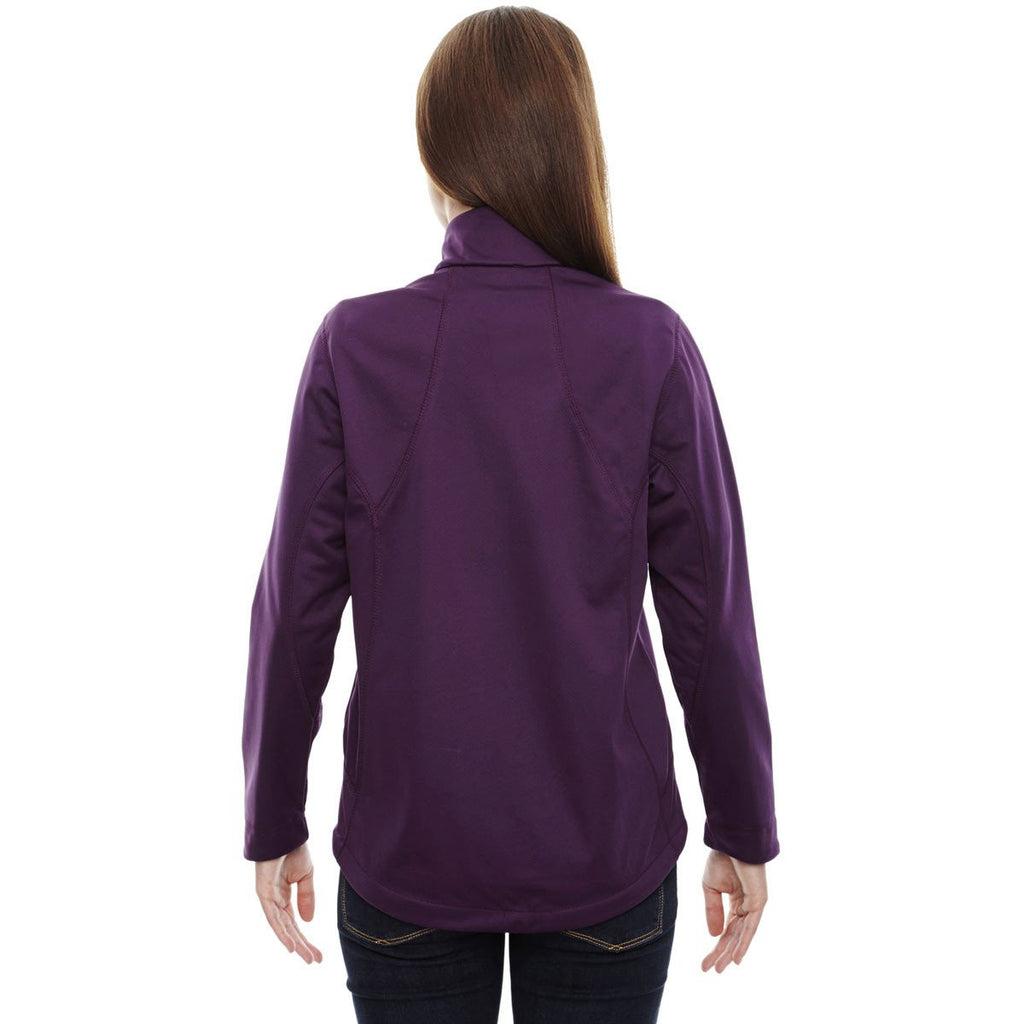 North End Women's Mulberry Purple Splice Soft Shell Jacket with Laser Welding