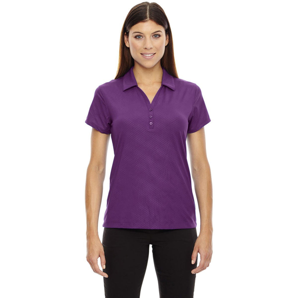 North End Women's Mulberry Purple Stretch Embossed Print Polo