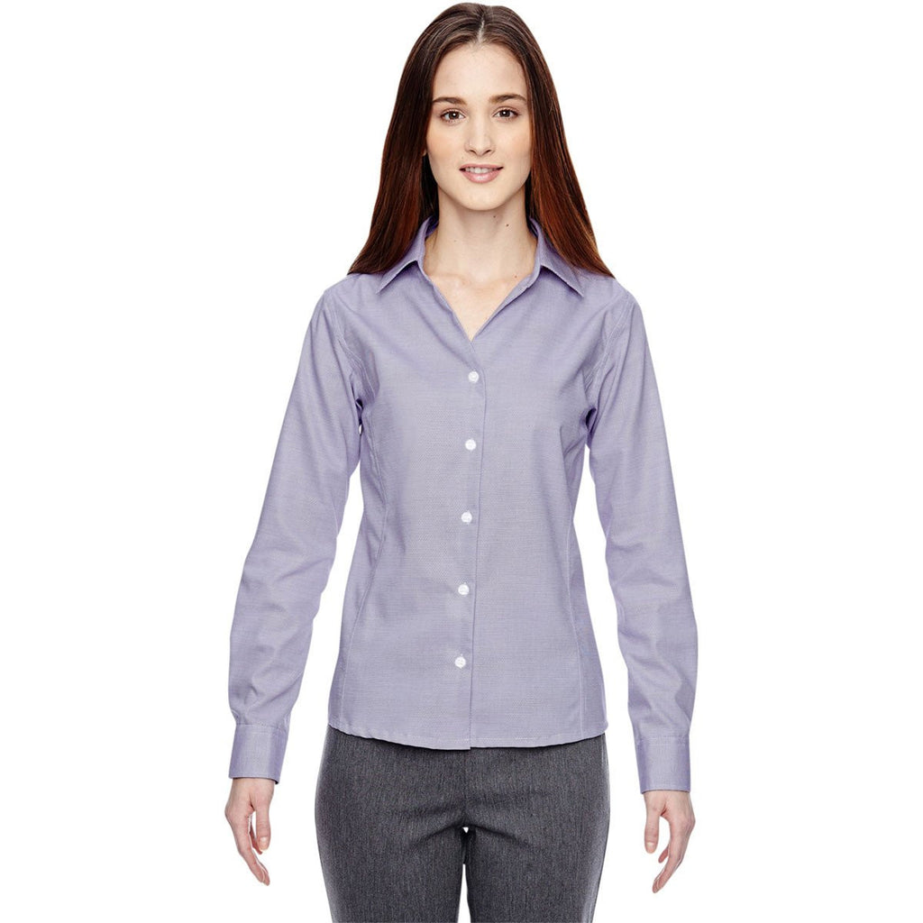 North End Women's Royal Purple Precise Two-Ply 80'S Dobby Taped Shirt