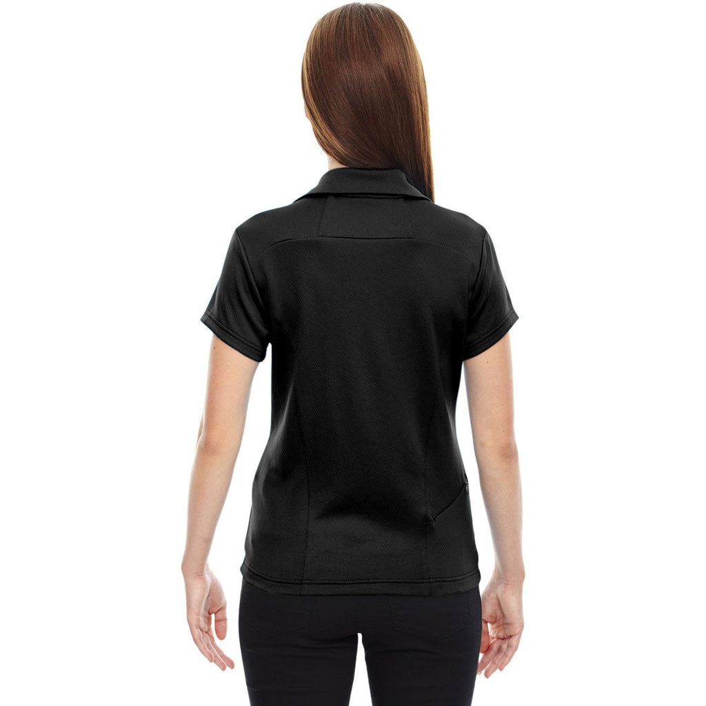 North End Women's Black Performance Polo with Back Pocket