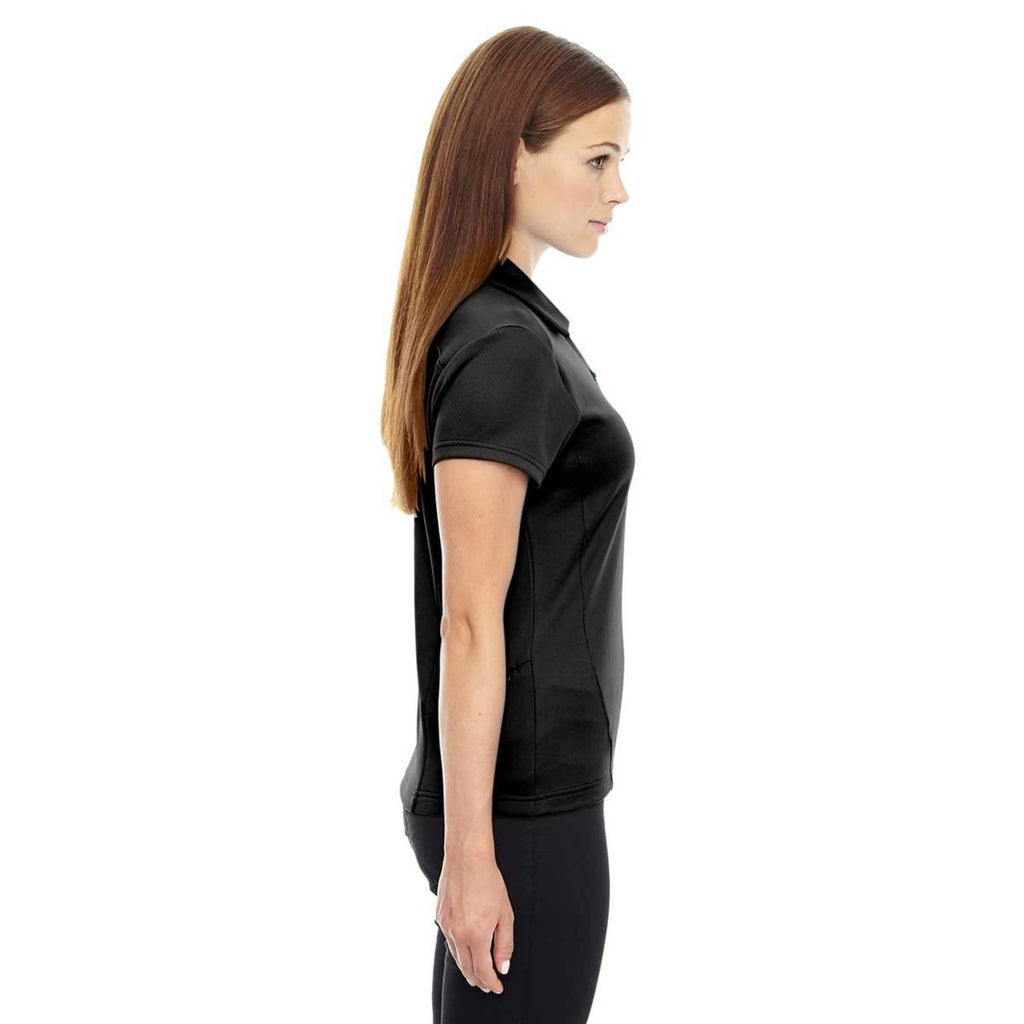 North End Women's Black Performance Polo with Back Pocket