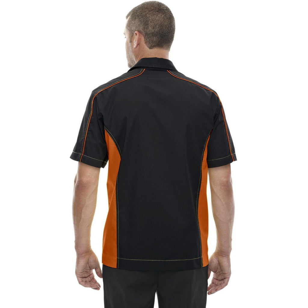 North End Men's Black/Orange Tall Fuse Colorblock Twill Shirt