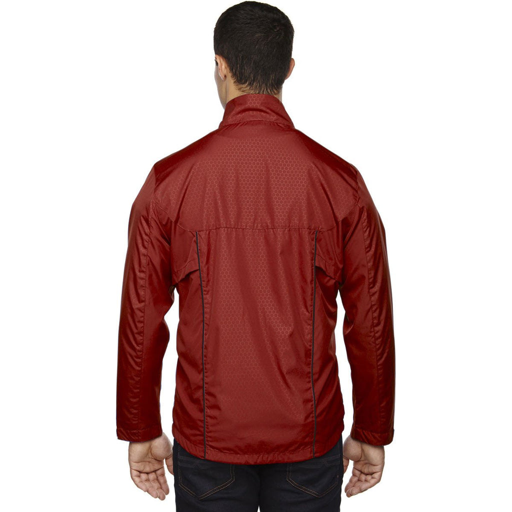 North End Men's Classic Red Tempo Lightweight Jacket with Embossed Print