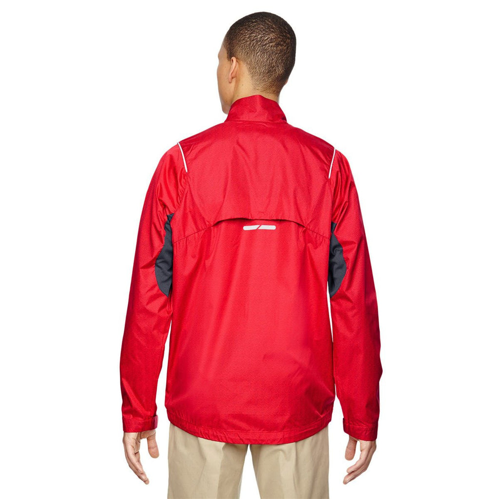 North End Men's Flame Red Sustain Lightweight Dobby Jacket with Print