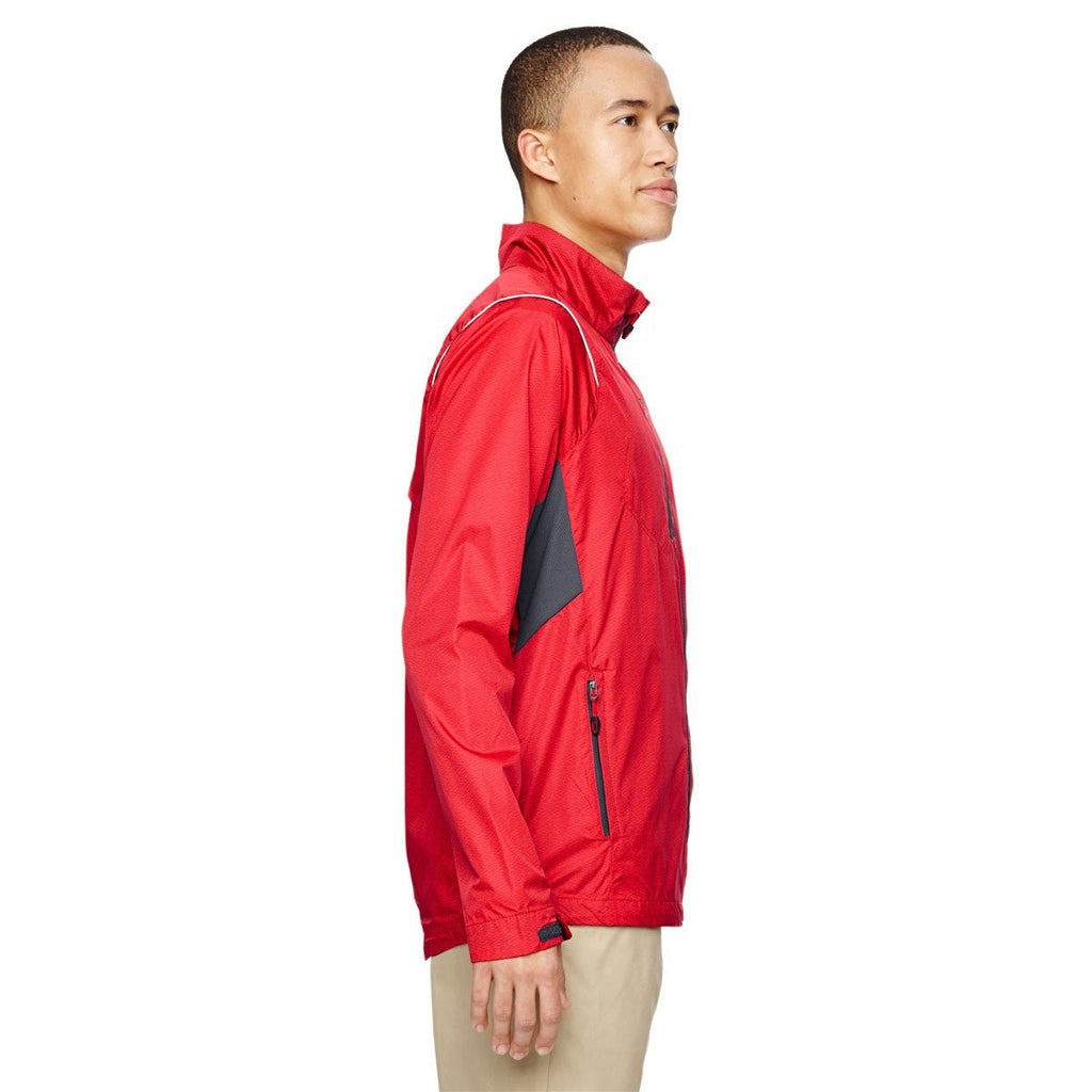 North End Men's Flame Red Sustain Lightweight Dobby Jacket with Print