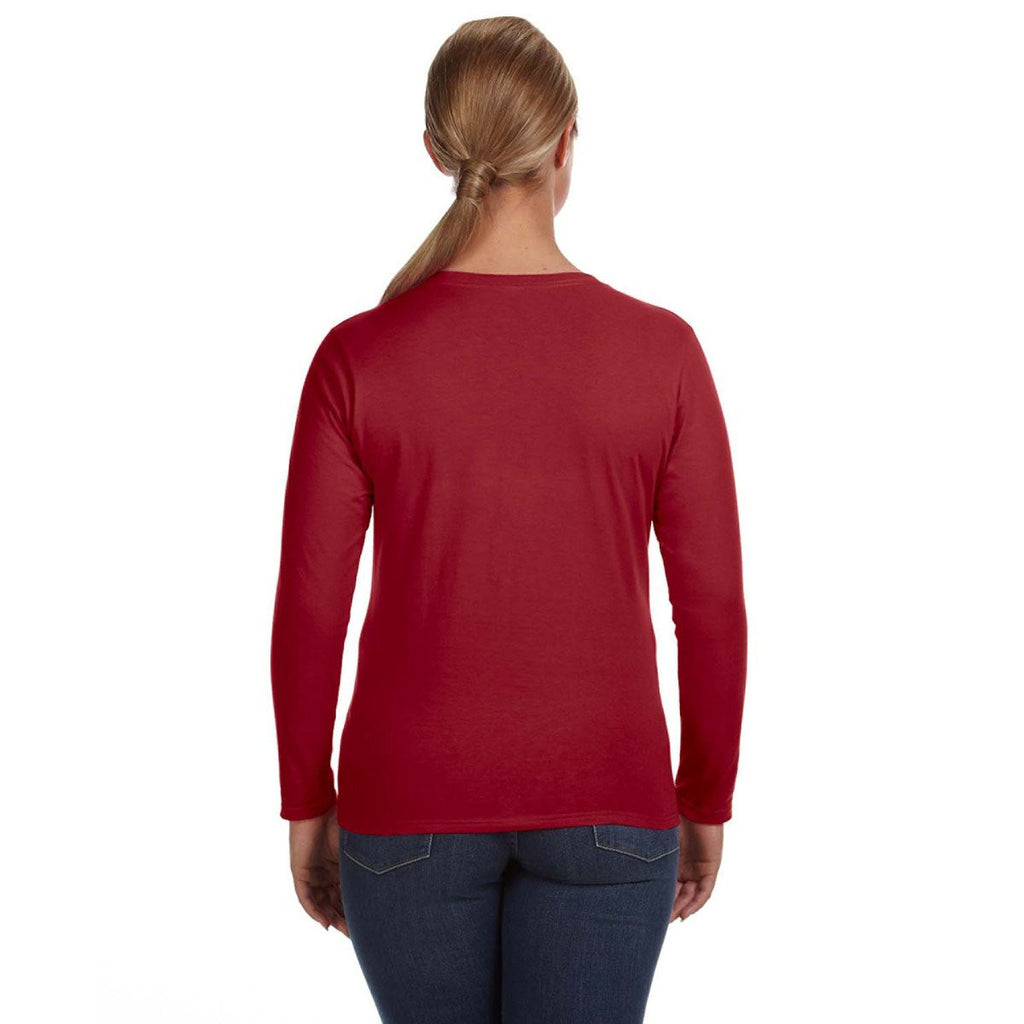 Anvil Women's Independence Red Lightweight Long-Sleeve T-Shirt