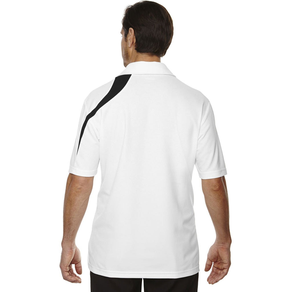 North End Men's White Impact Performance Polyester Pique Colorblock Polo