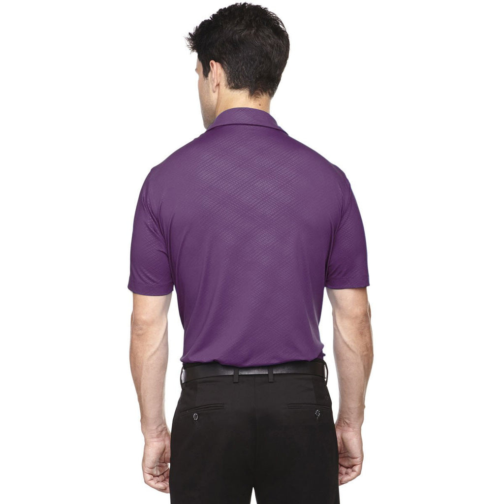 North End Men's Mulberry Purple Maze Performance Stretch Embossed Print Polo