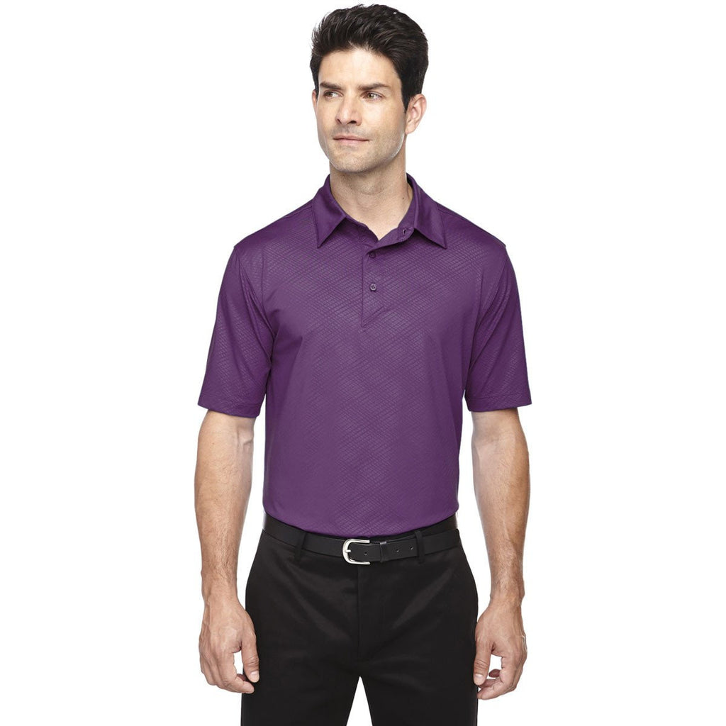 North End Men's Mulberry Purple Maze Performance Stretch Embossed Print Polo