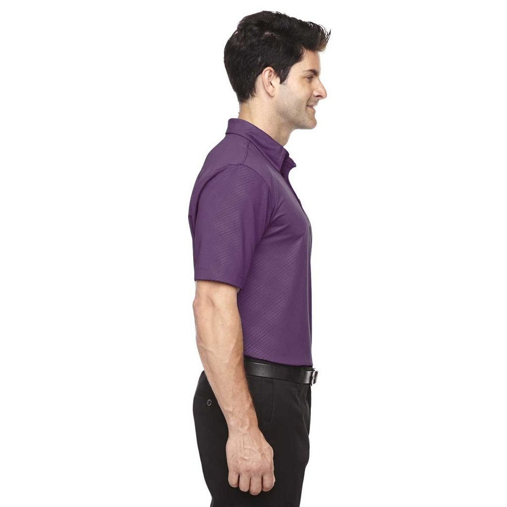 North End Men's Mulberry Purple Maze Performance Stretch Embossed Print Polo