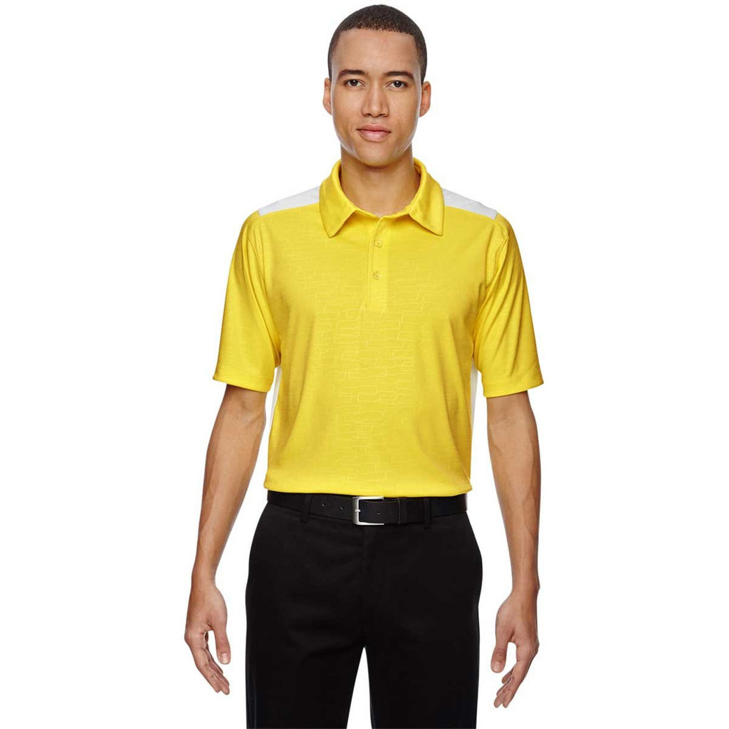 North End Men's Banana Yellow Performance Embossed Print Polo