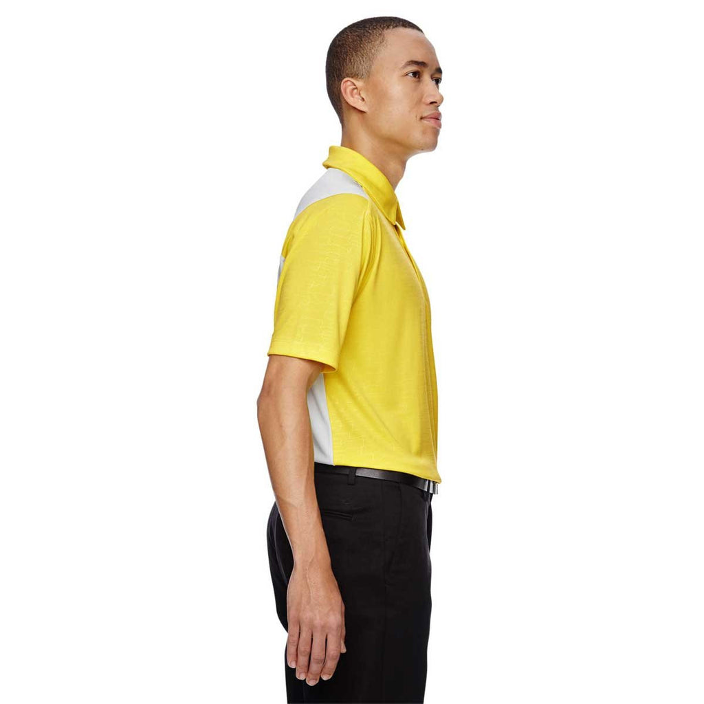 North End Men's Banana Yellow Performance Embossed Print Polo