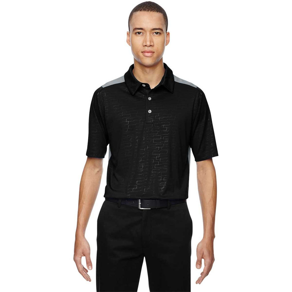 North End Men's Black Performance Embossed Print Polo