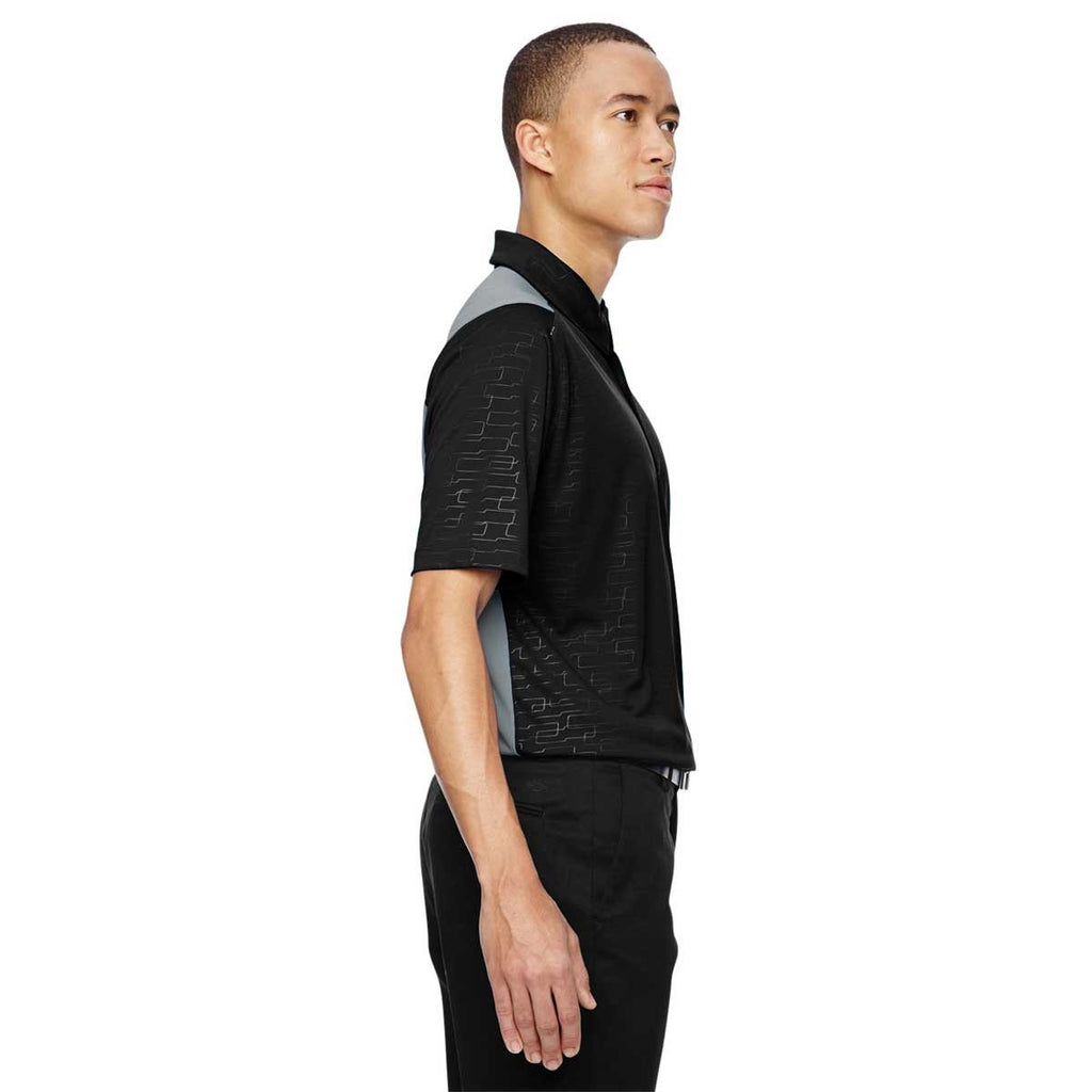 North End Men's Black Performance Embossed Print Polo