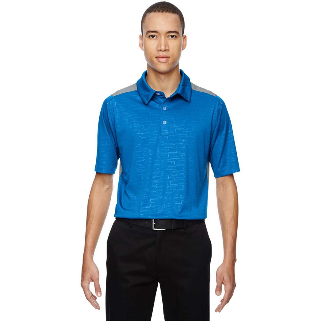 North End Men's Olympic Blue Performance Embossed Print Polo