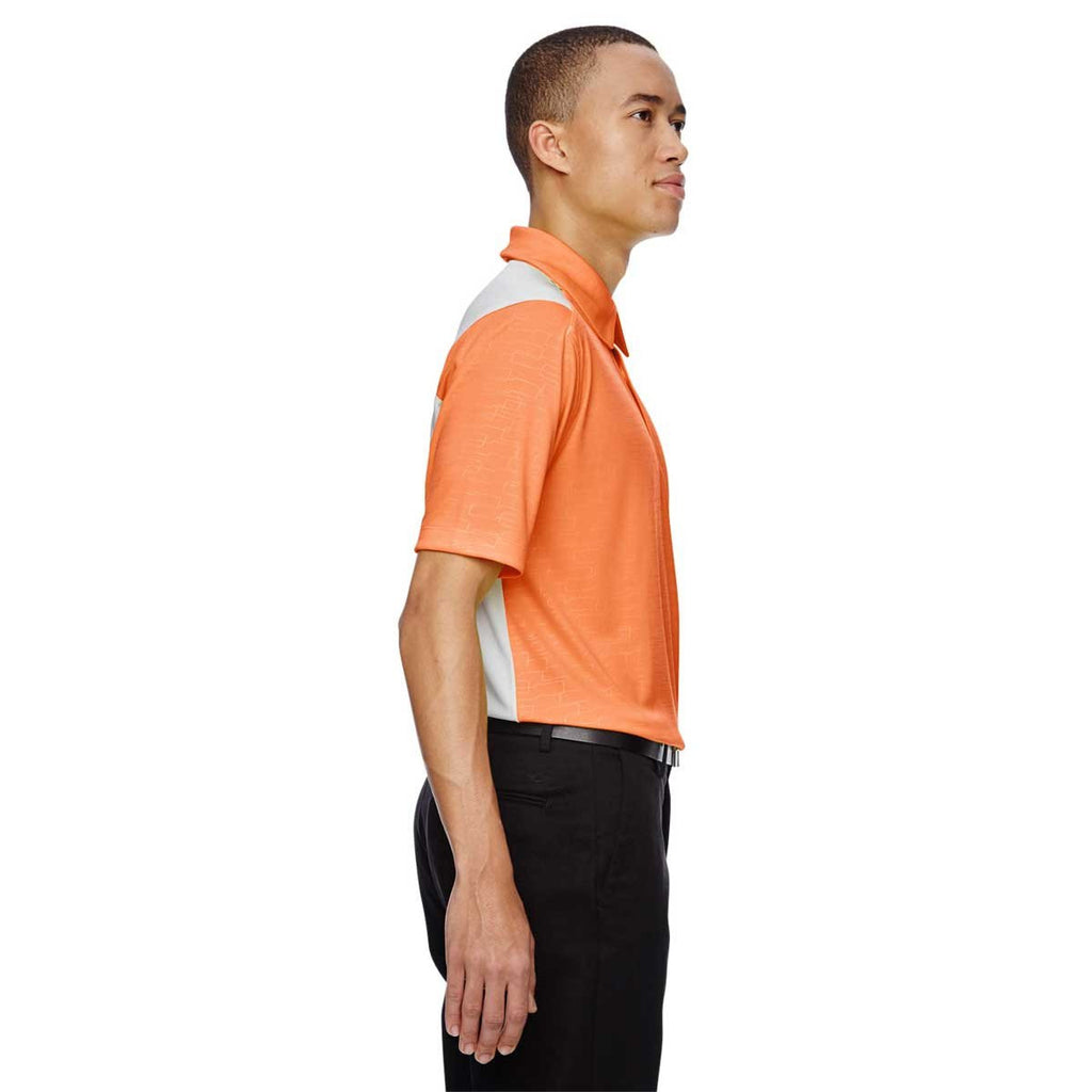 North End Men's Orange Soda Performance Embossed Print Polo