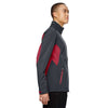 North End Men's Carbon/Olympic Red Excursion Jacket with Laser Stitch Accents
