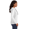 Anvil Women's White/Dark Grey Long-Sleeve Hooded T-Shirt