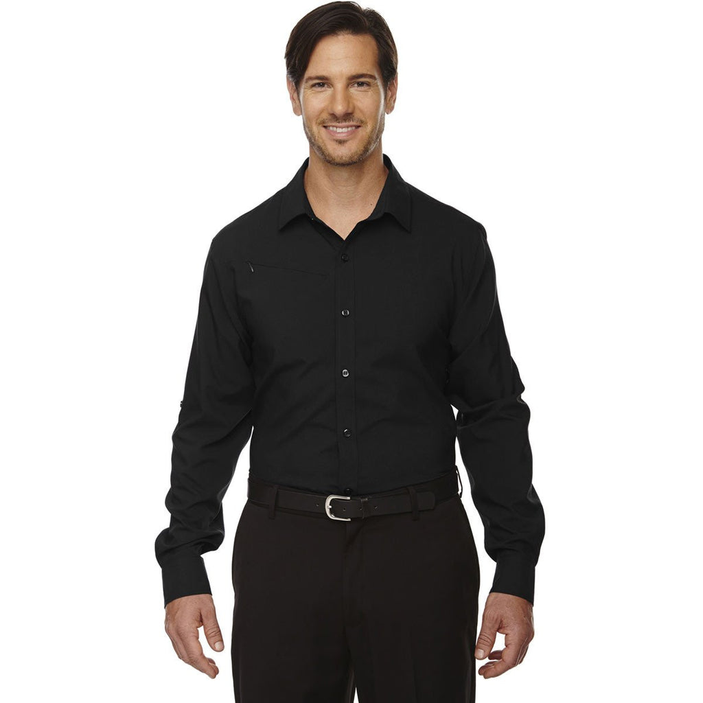 North End Men's Black Rejuvenate Performance Shirt with Roll-Up Sleeves