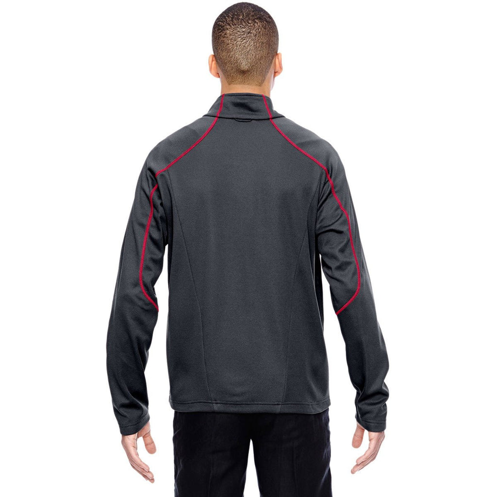North End Men's Carbon/Olympic Red Two-Tone Brush Back Jacket