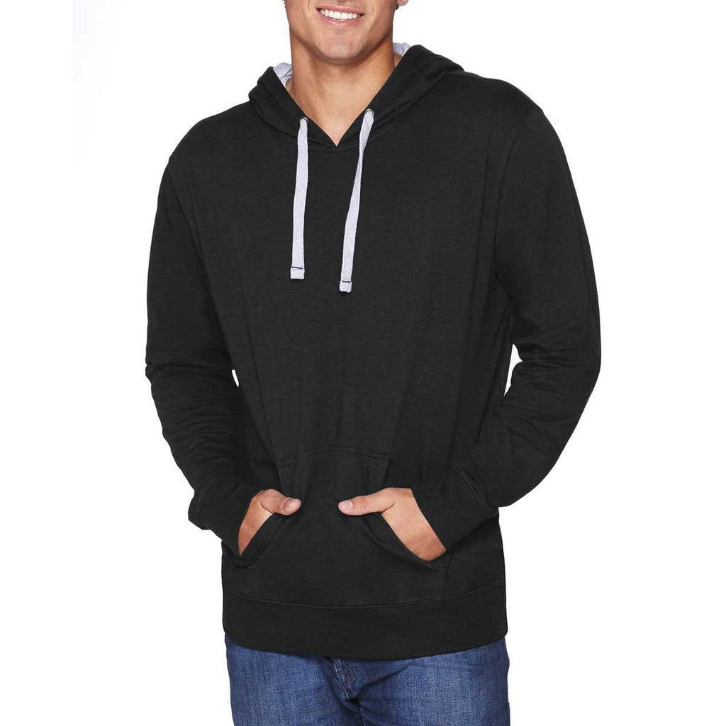 Next Level Unisex Black/Heather Grey French Terry Pullover Hoodie