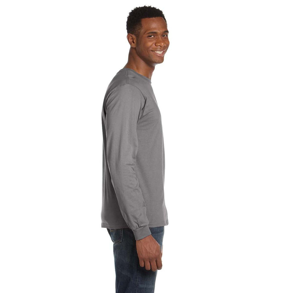 Anvil Men's Storm Grey Lightweight Long-Sleeve T-Shirt