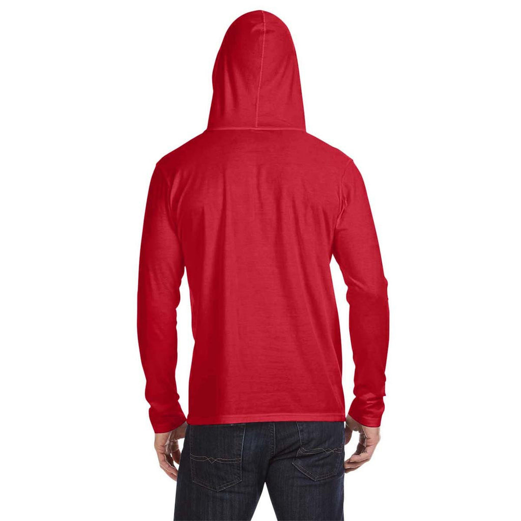 Anvil Men's Red Lightweight Long-Sleeve Hooded T-Shirt