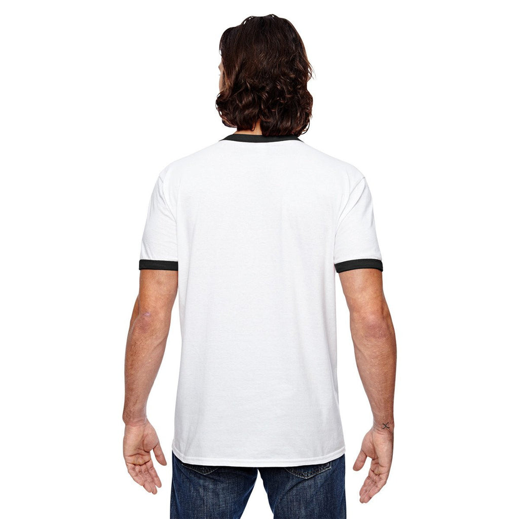 Anvil Men's White/Black Lightweight Ringer T-Shirt