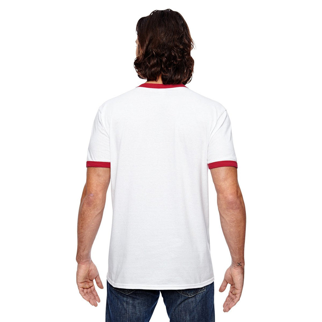 Anvil Men's White/Red Lightweight Ringer T-Shirt