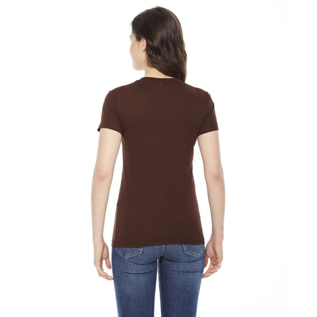 American Apparel Women's Brown Poly-Cotton Short-Sleeve Crewneck