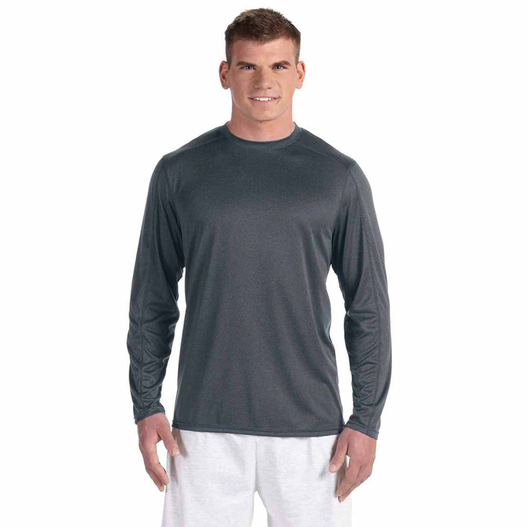 Champion Men's Black Heather Vapor 4-Ounce Long-Sleeve T-Shirt