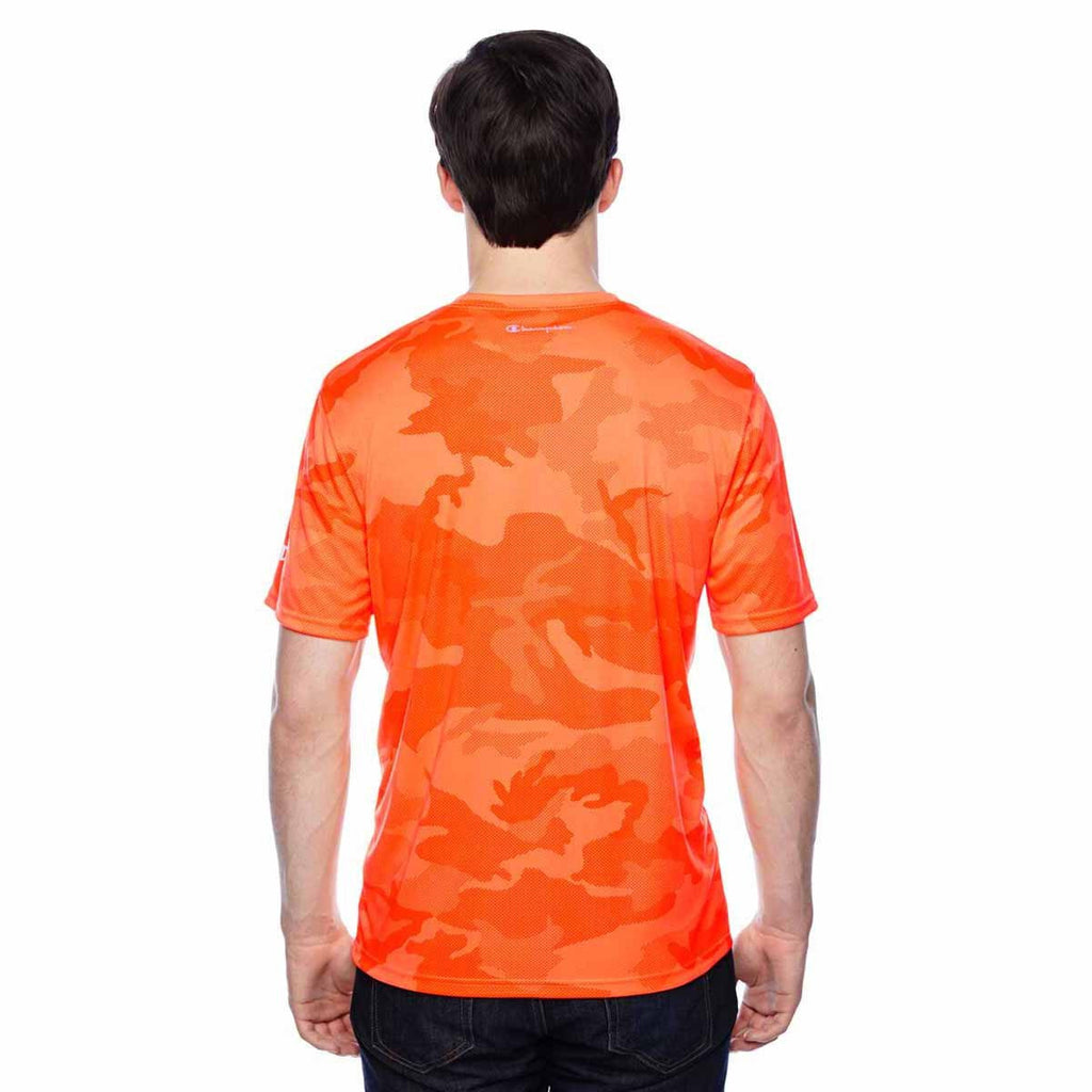 Champion Men's Safety Orange Camo Double Dry 4.1-Ounce Interlock T-Shirt